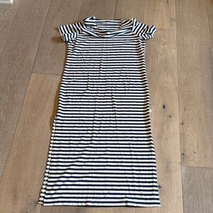 Dudley Stephens Navy and White Striped Maxi Dress